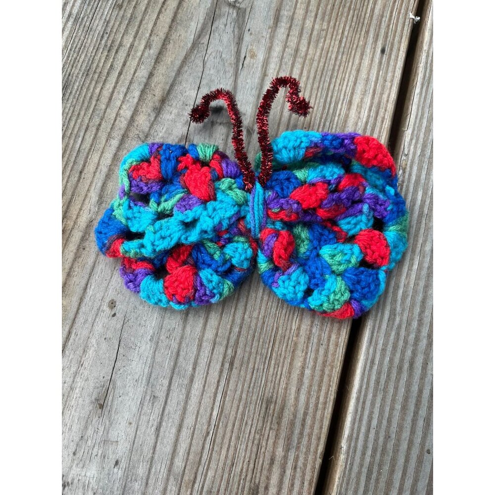 Handcrafted Multicolored Crocheted Butterfly